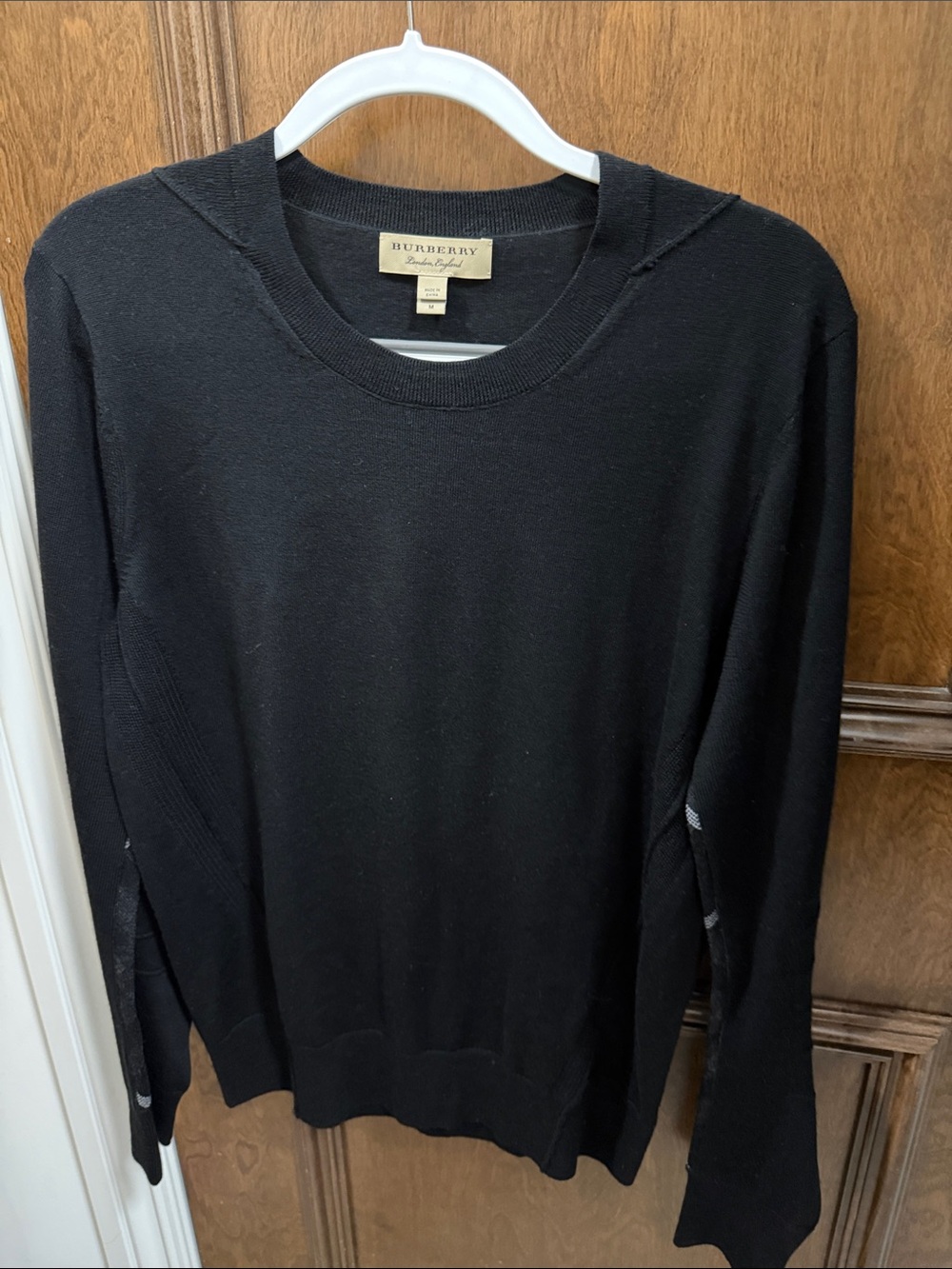 Burberry London England 100% Merino Wool Crewneck Sweater Black Men’s Medium